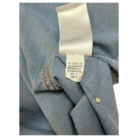 Gap Maternity Top Womens L Pearl Snap Long Sleeve Button Up Western Chambray - Picture 10 of 11